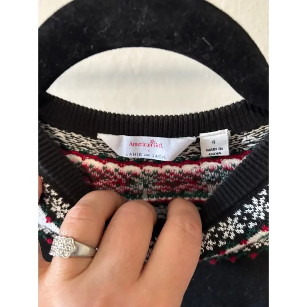 American Girl Janie & Jack Rose Fair Isle Sweater Girls Size 4